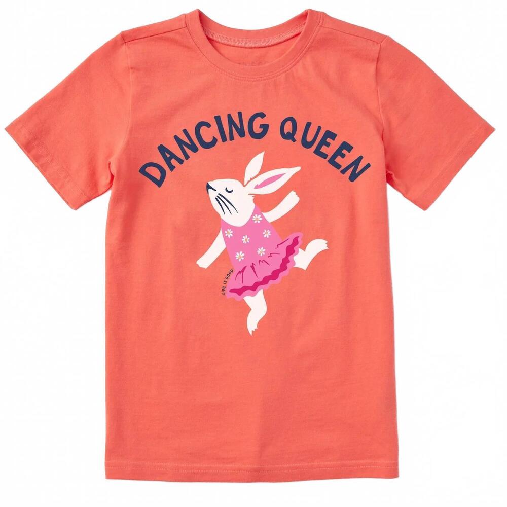 NEW LIFE IS GOOD kids dancing queen bunny short sleeve crusher tee in mango oran